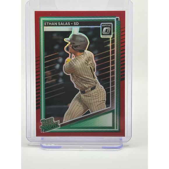 2025 Donruss Optic Ethan Salas Rated Prospect Red Prizm 13/99 SP San Diego Padre - Picture 1 of 2